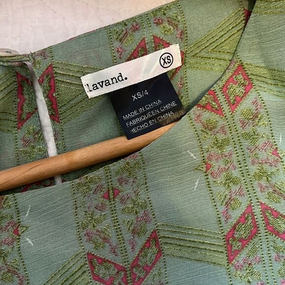 Anthropologie Lavand Minted Meadow Dress Pleated Semi Sheer Fairy Cottage Sz 4 - Picture 7 of 15